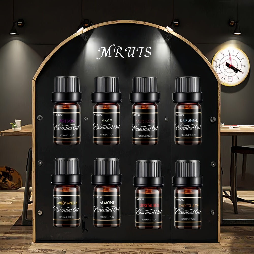 32 Basic Essential Oil Set MRUIS-100% Vegan Plant Extract Essential Oil Diffuser Flower Agarwood Rose Amber Saffron Papaya Aromatic Essential Oil Moisturizing Effect Fragrance Gift Box Fashionable Women Valentine's Day Christmas Birthday Gift