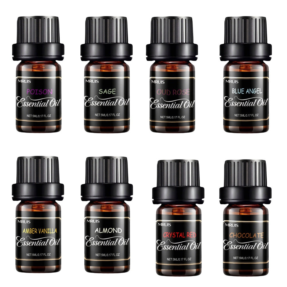32 Basic Essential Oil Set MRUIS-100% Vegan Plant Extract Essential Oil Diffuser Flower Agarwood Rose Amber Saffron Papaya Aromatic Essential Oil Moisturizing Effect Fragrance Gift Box Fashionable Women Valentine's Day Christmas Birthday Gift