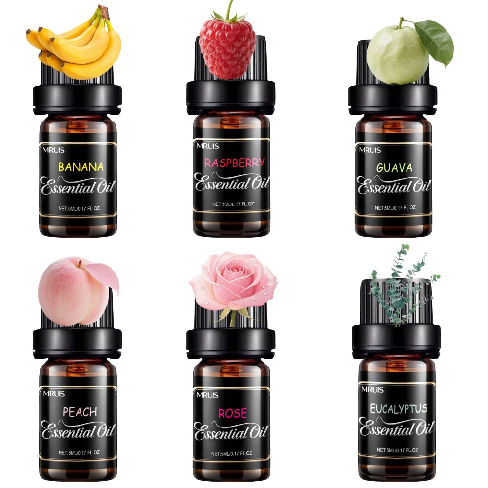 32 Basic Essential Oil Set MRUIS-100% Vegan Plant Extract Essential Oil Diffuser Flower Agarwood Rose Amber Saffron Papaya Aromatic Essential Oil Moisturizing Effect Fragrance Gift Box Fashionable Women Valentine's Day Christmas Birthday Gift